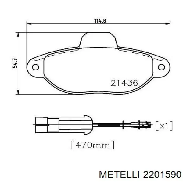 Передні тормозні колодки 2201590 Metelli