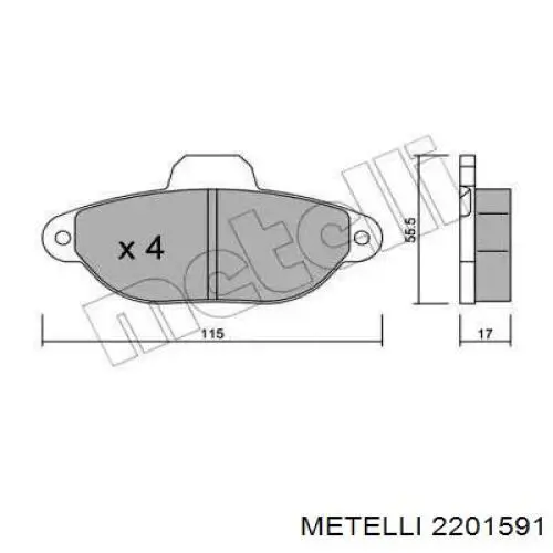 Гальмівні колодки Metelli 2201591 ціна, від 15.38 USD