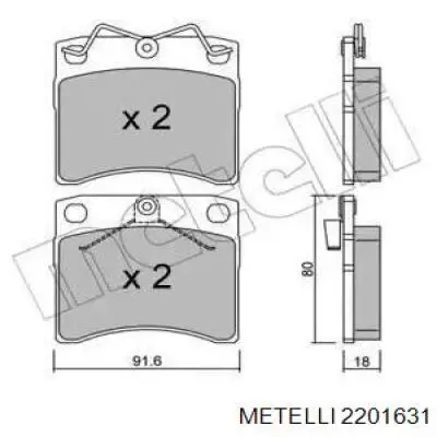 Гальмівні колодки Metelli 2201631 ціна, від 17.57 USD