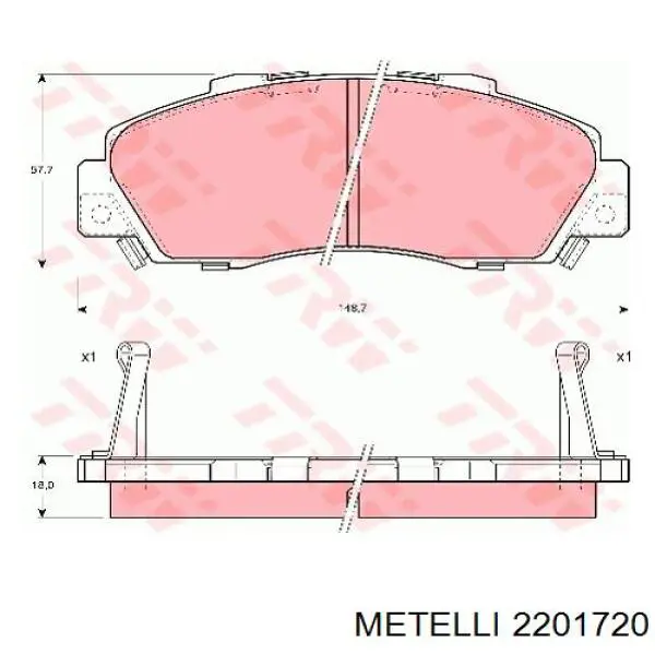 Купити 2201720 Metelli Колодки гальмівні передні, дискові