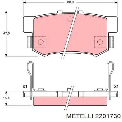 Задні гальмівні колодки Metelli 2201730 ціна, від 13.96 USD