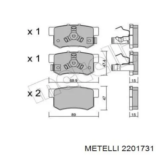 Задні гальмівні колодки Metelli 2201731 ціна, від 18.00 USD