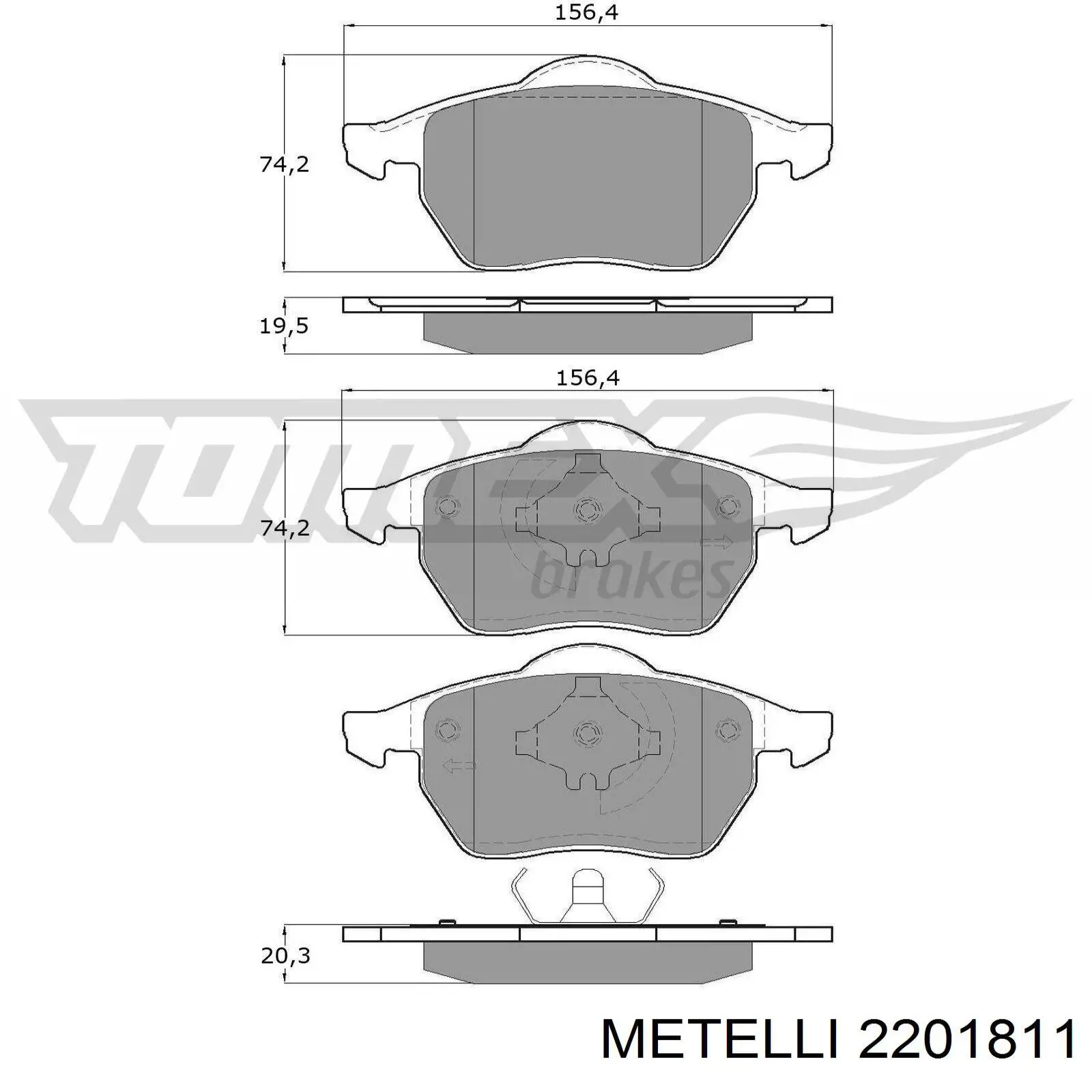 Гальмівні колодки Metelli 2201811 ціна, від 24.98 USD