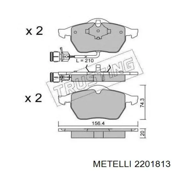 Передні тормозні колодки 2201813 Metelli