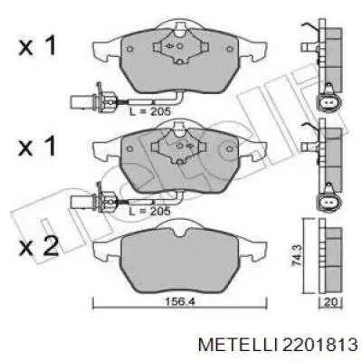 Колодки гальмівні передні, дискові 2201813 Metelli