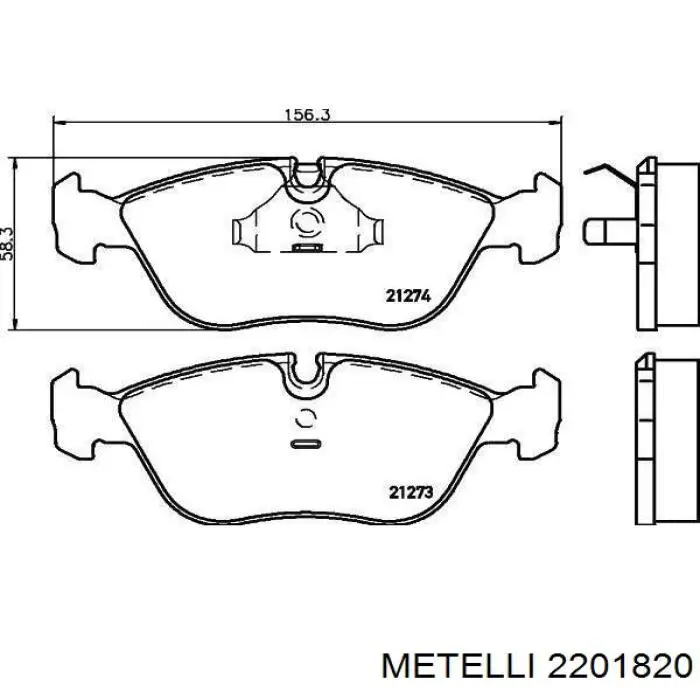 Колодки гальмівні передні, дискові 2201820 Metelli