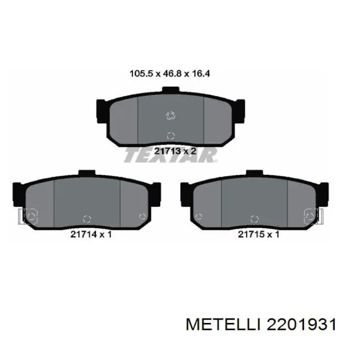 Задні гальмівні колодки Metelli 2201931 ціна, від 19.96 USD