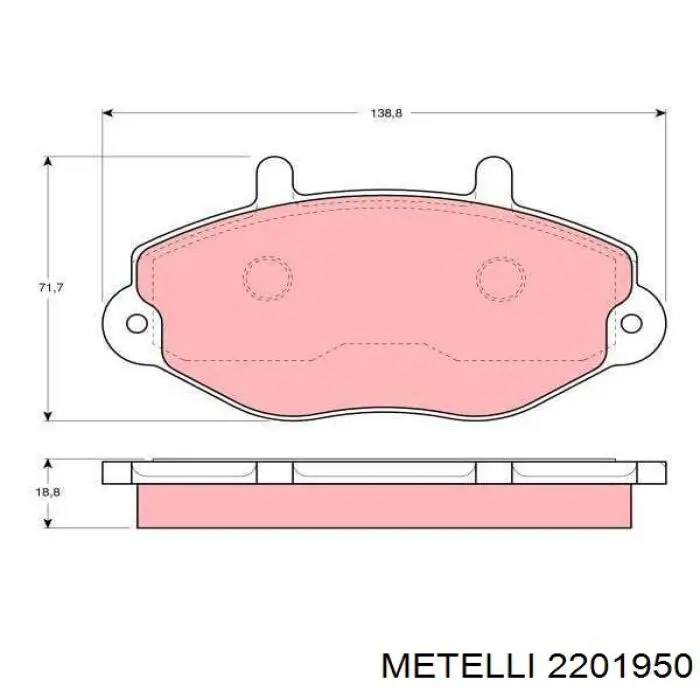 Колодки гальмівні передні, дискові 2201950 Metelli