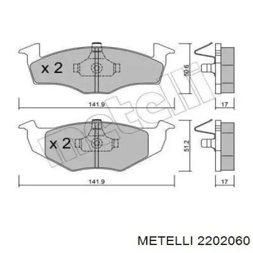 2202060 Metelli Передні гальмівні колодки