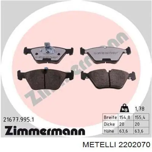 Тормозні колодки Metelli 2202070