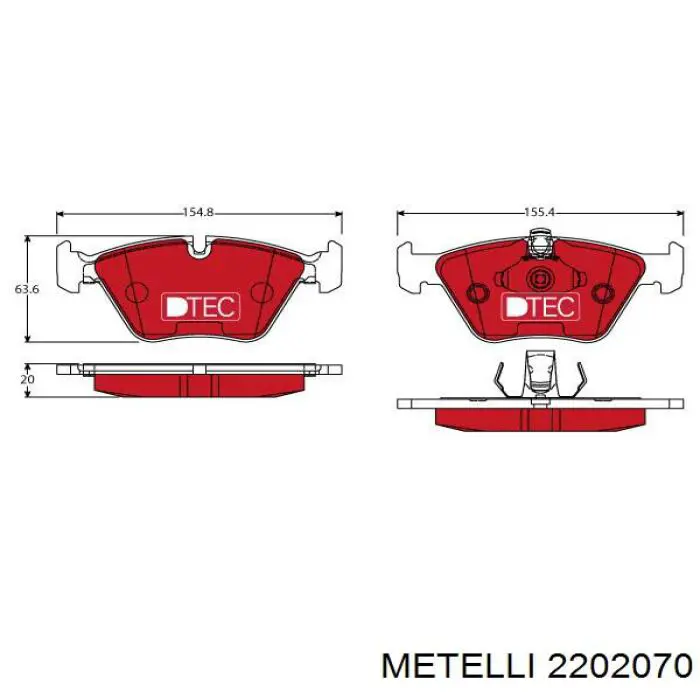 Гальмівні колодки Metelli 2202070 ціна, від 25.68 USD