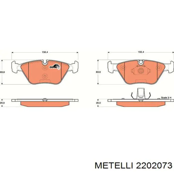 Передні тормозні колодки 2202073 Metelli