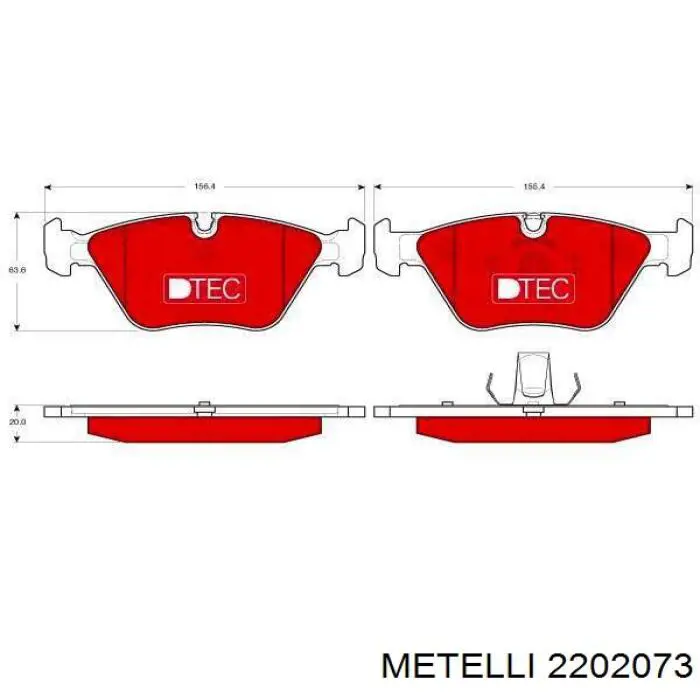 Гальмівні колодки Metelli 2202073 ціна, від 27.69 USD