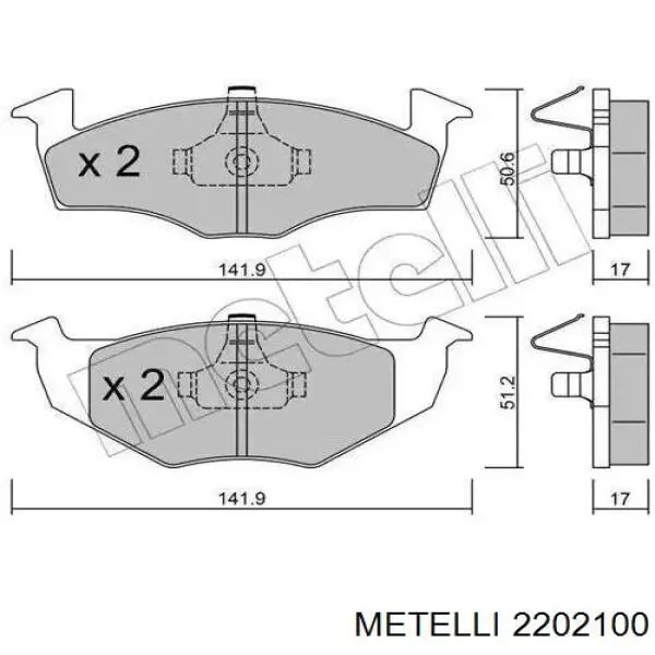 Купити 2202100 Metelli Задні колодки
