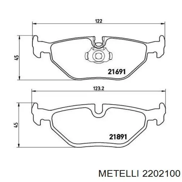 Купити 2202100 Metelli Задні колодки