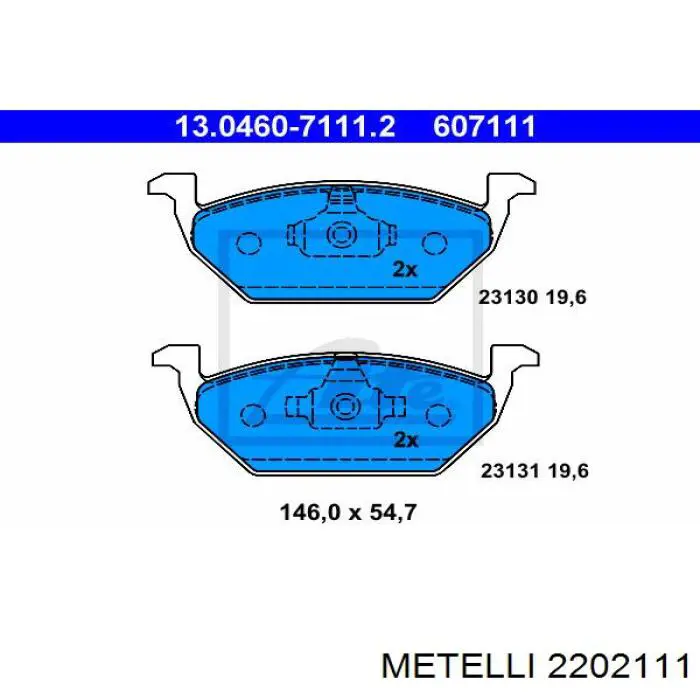2202111 Metelli Передні гальмівні колодки