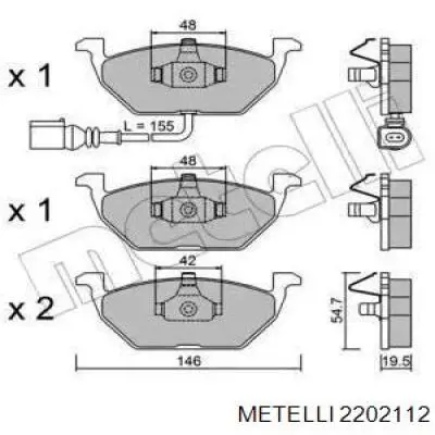 Колодки гальмівні передні, дискові 2202112 Metelli