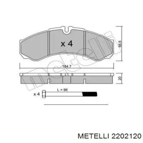 Задні гальмівні колодки Metelli 2202120 ціна, від 27.33 USD