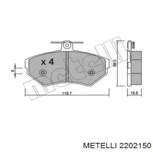 Гальмівні колодки Metelli 2202150 ціна, від 19.74 USD