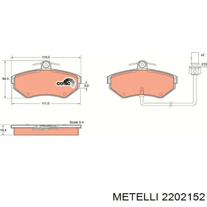 Гальмівні колодки Metelli 2202152 ціна, від 28.54 USD