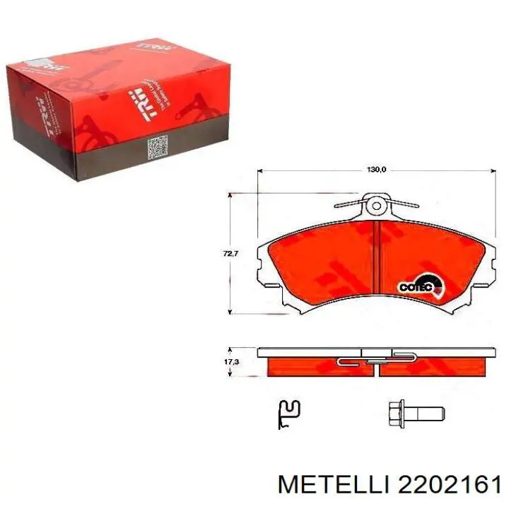 Передні тормозні колодки 2202161 Metelli