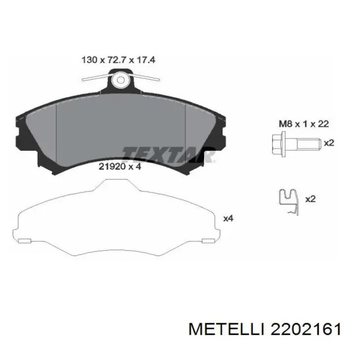 Купити 2202161 Metelli Колодки гальмівні передні, дискові