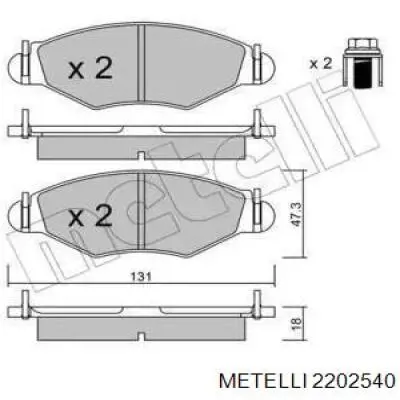 Гальмівні колодки Metelli 2202540 ціна, від 17.46 USD