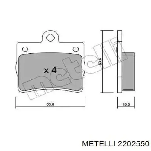 Задні гальмівні колодки Metelli 2202550 ціна, від 16.00 USD