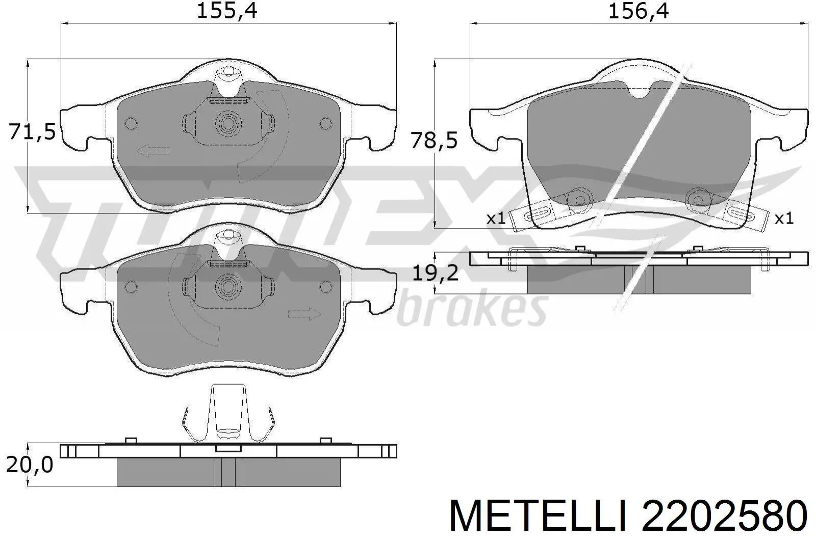 2202580 Metelli Передні гальмівні колодки