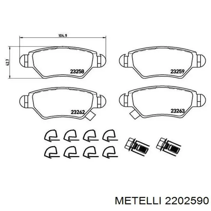 Купити 2202590 Metelli Задні колодки