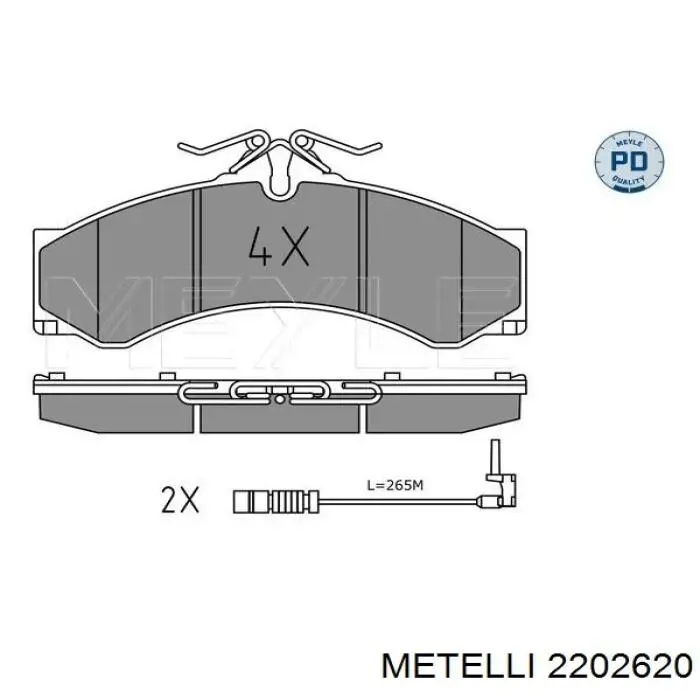 Колодки гальмівні передні, дискові 2202620 Metelli