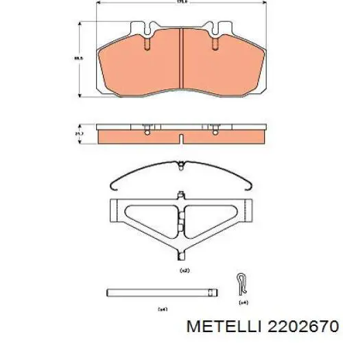 Задні гальмівні колодки Metelli 2202670 ціна, від 37.41 USD