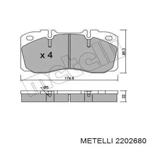 Гальмівні колодки Metelli 2202680 ціна, від 44.24 USD