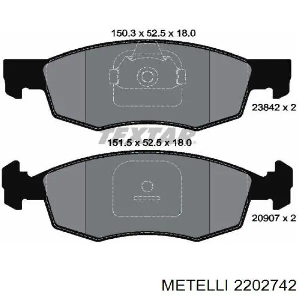 Гальмівні колодки Metelli 2202742 ціна, від 18.04 USD