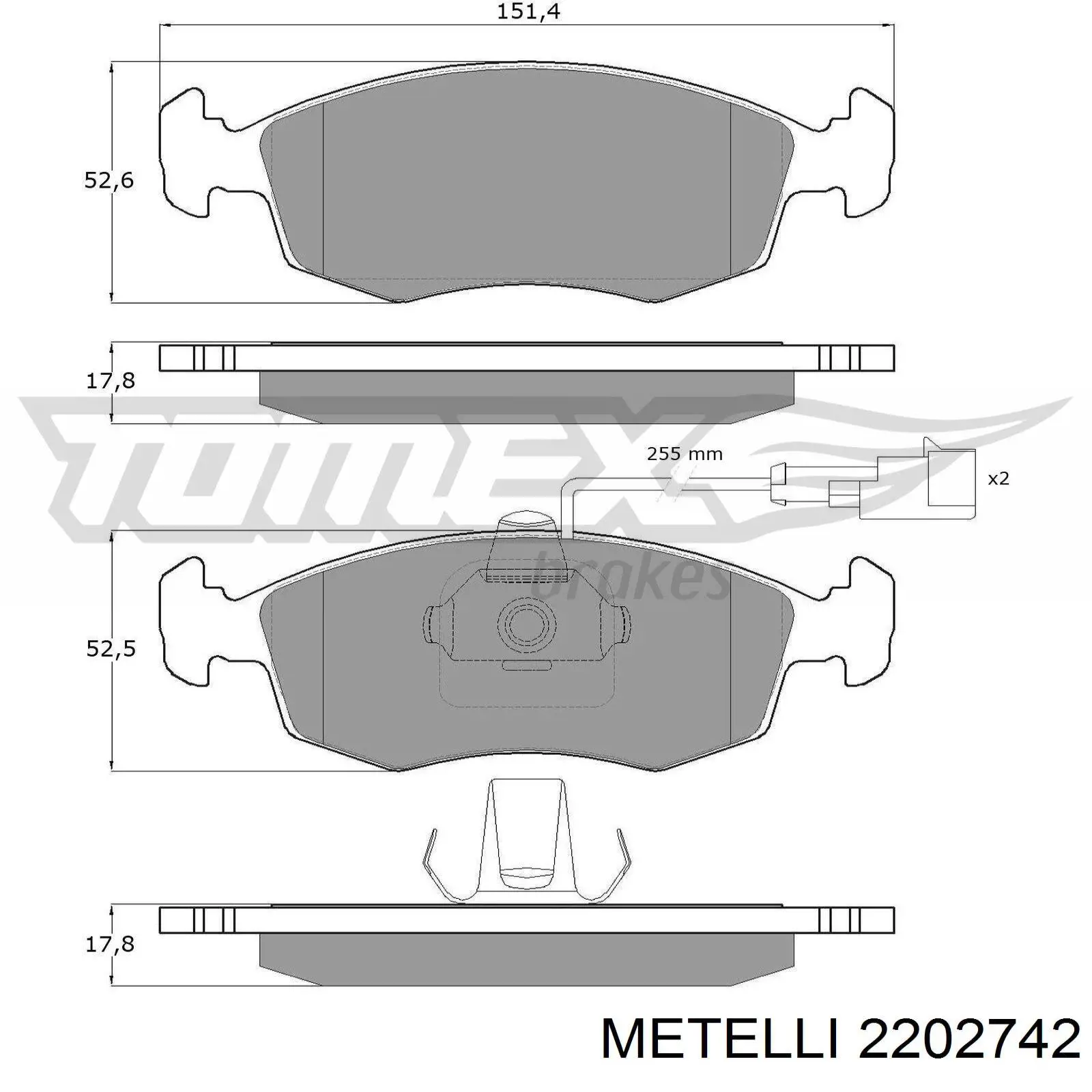 Передні тормозні колодки 2202742 Metelli