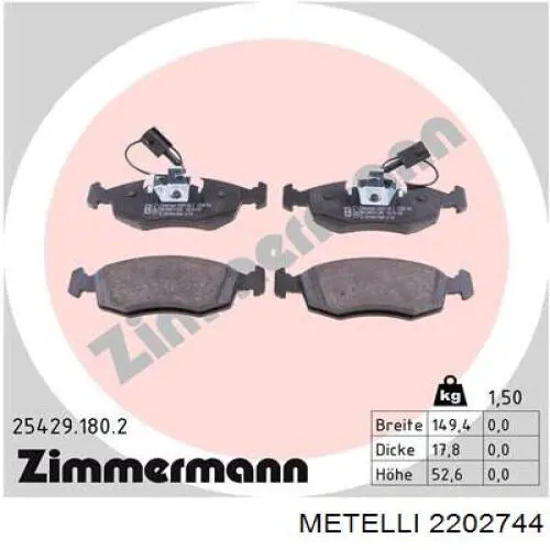 Гальмівні колодки Metelli 2202744 ціна, від 24.27 USD