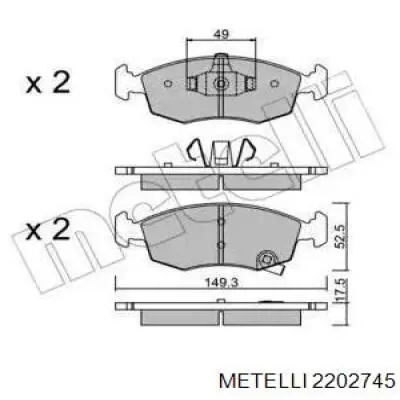 2202745 Metelli Передні гальмівні колодки