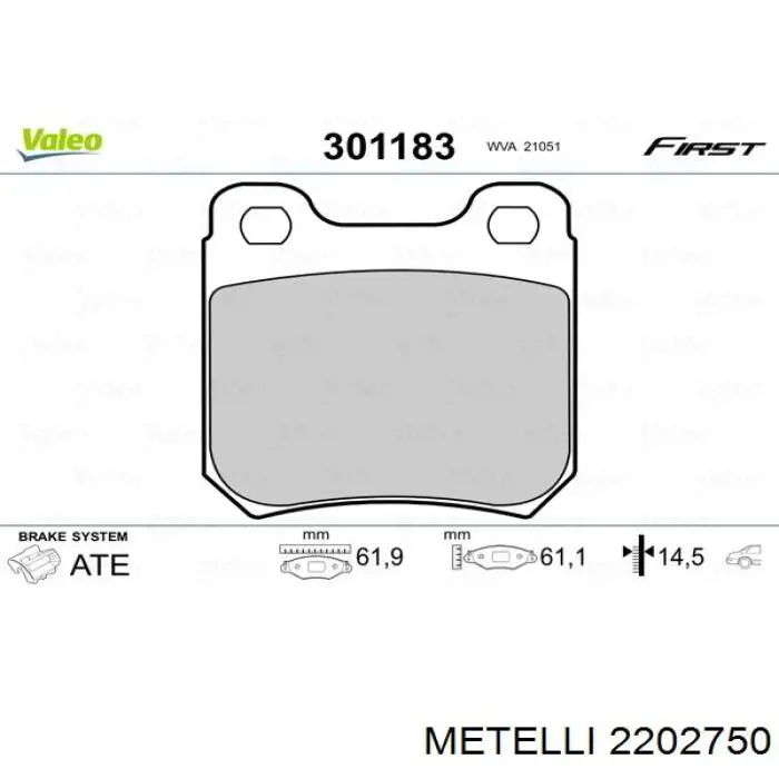 Задні дискові колодки Metelli 2202750