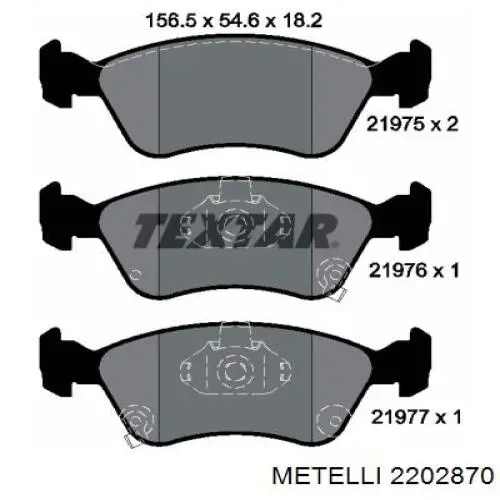 Колодки гальмівні передні, дискові 2202870 Metelli