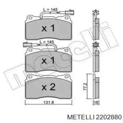Гальмівні колодки Metelli 2202880 ціна, від 36.51 USD