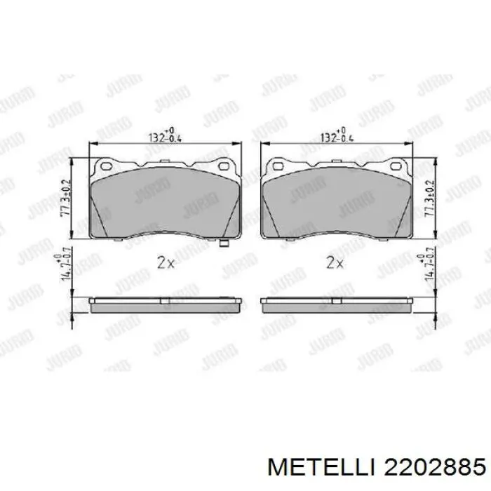 Купити 2202885 Metelli Колодки гальмівні передні, дискові