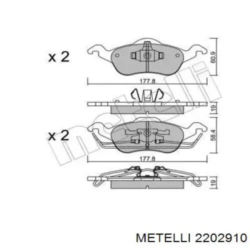 Гальмівні колодки Metelli 2202910 ціна, від 23.06 USD