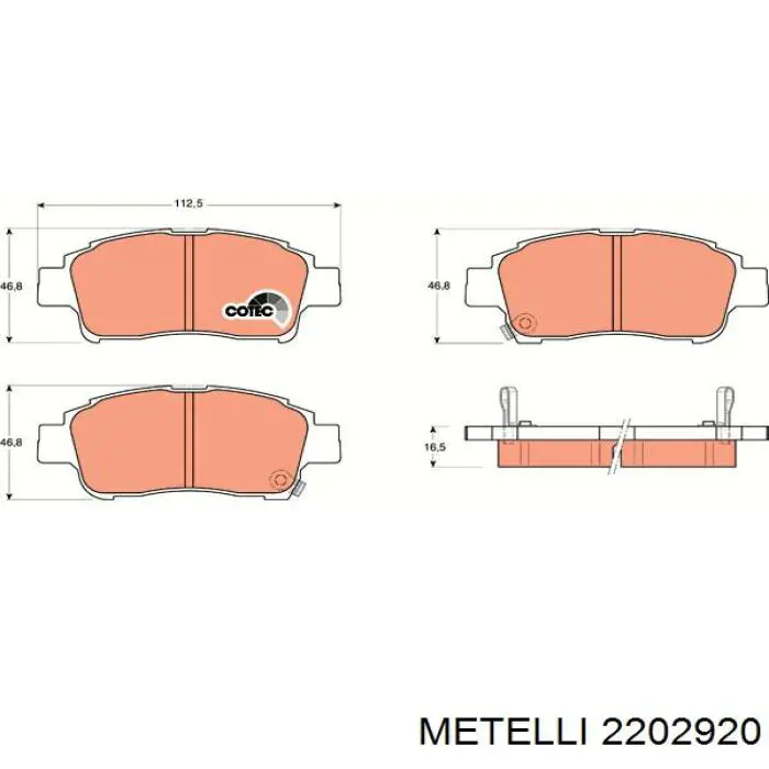 Гальмівні колодки Metelli 2202920 ціна, від 16.03 USD