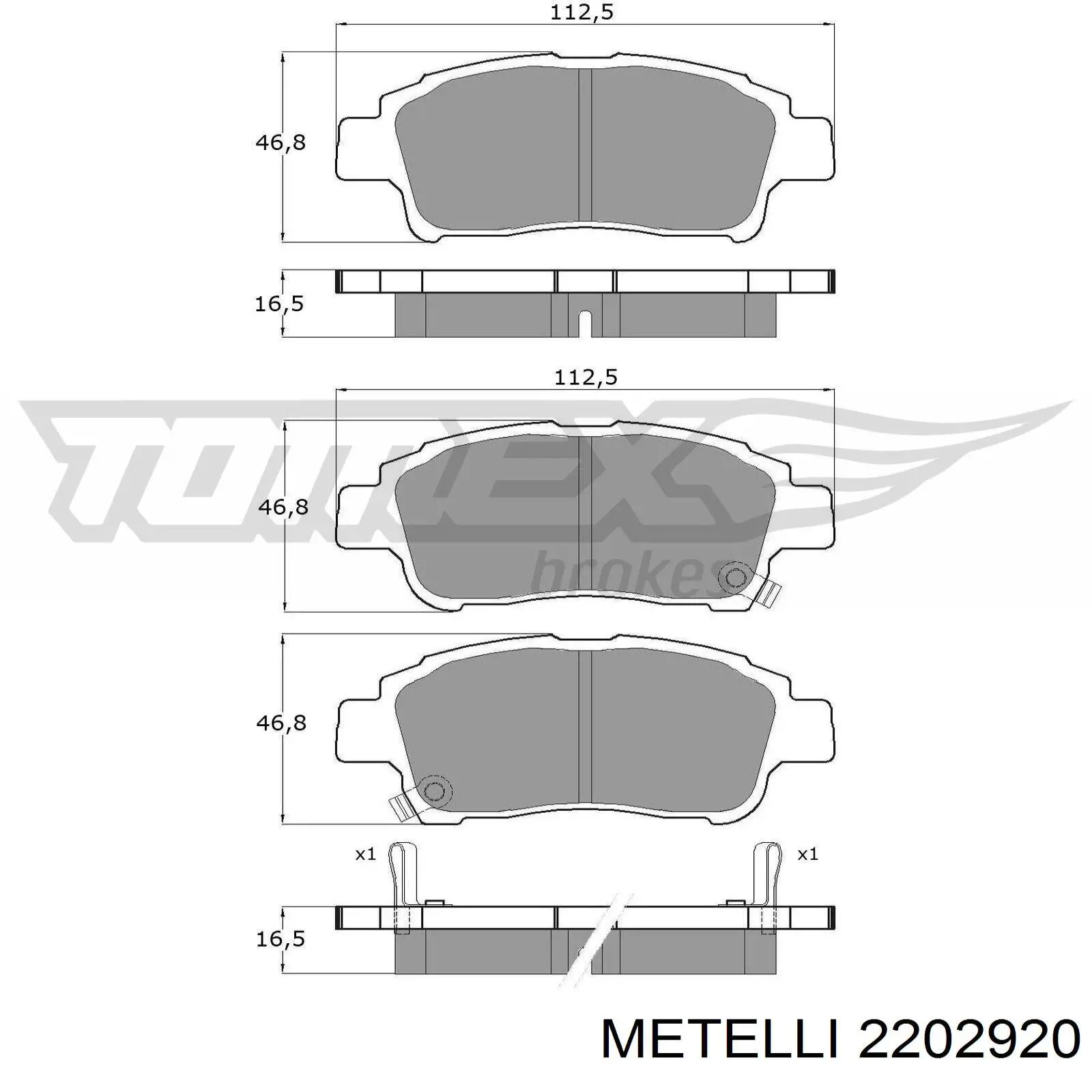 Колодки гальмівні передні, дискові 2202920 Metelli