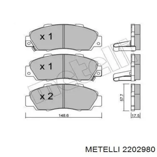 Гальмівні колодки Metelli 2202980 ціна, від 24.21 USD