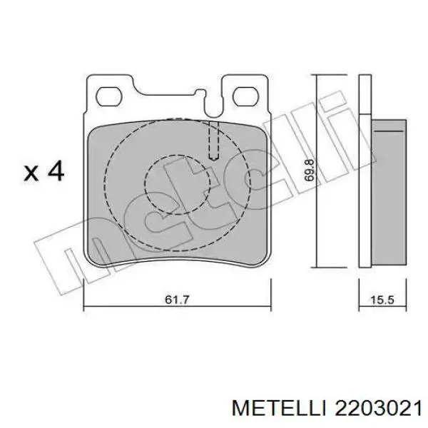 Задні гальмівні колодки Metelli 2203021 ціна, від 16.80 USD