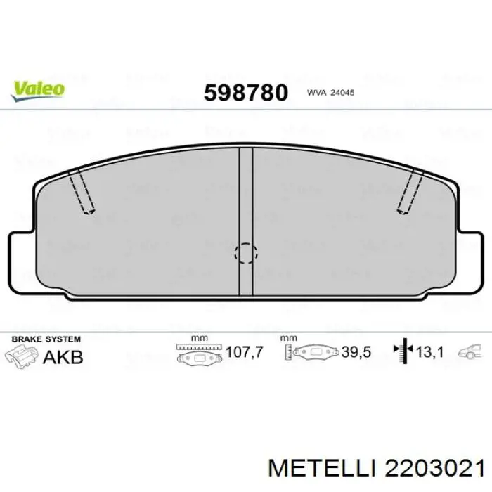 Задні гальмівні колодки Metelli 2203021 ціна, від 16.80 USD
