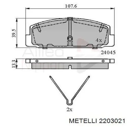 Купити 2203021 Metelli Задні колодки