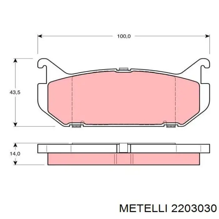 Колодки гальмові задні, дискові 2203030 Metelli