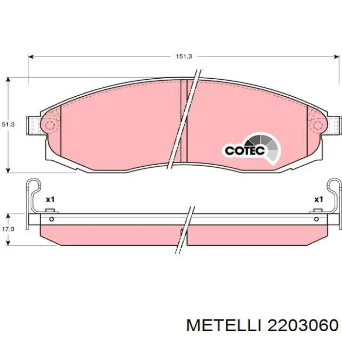 Колодки гальмівні передні, дискові 2203060 Metelli